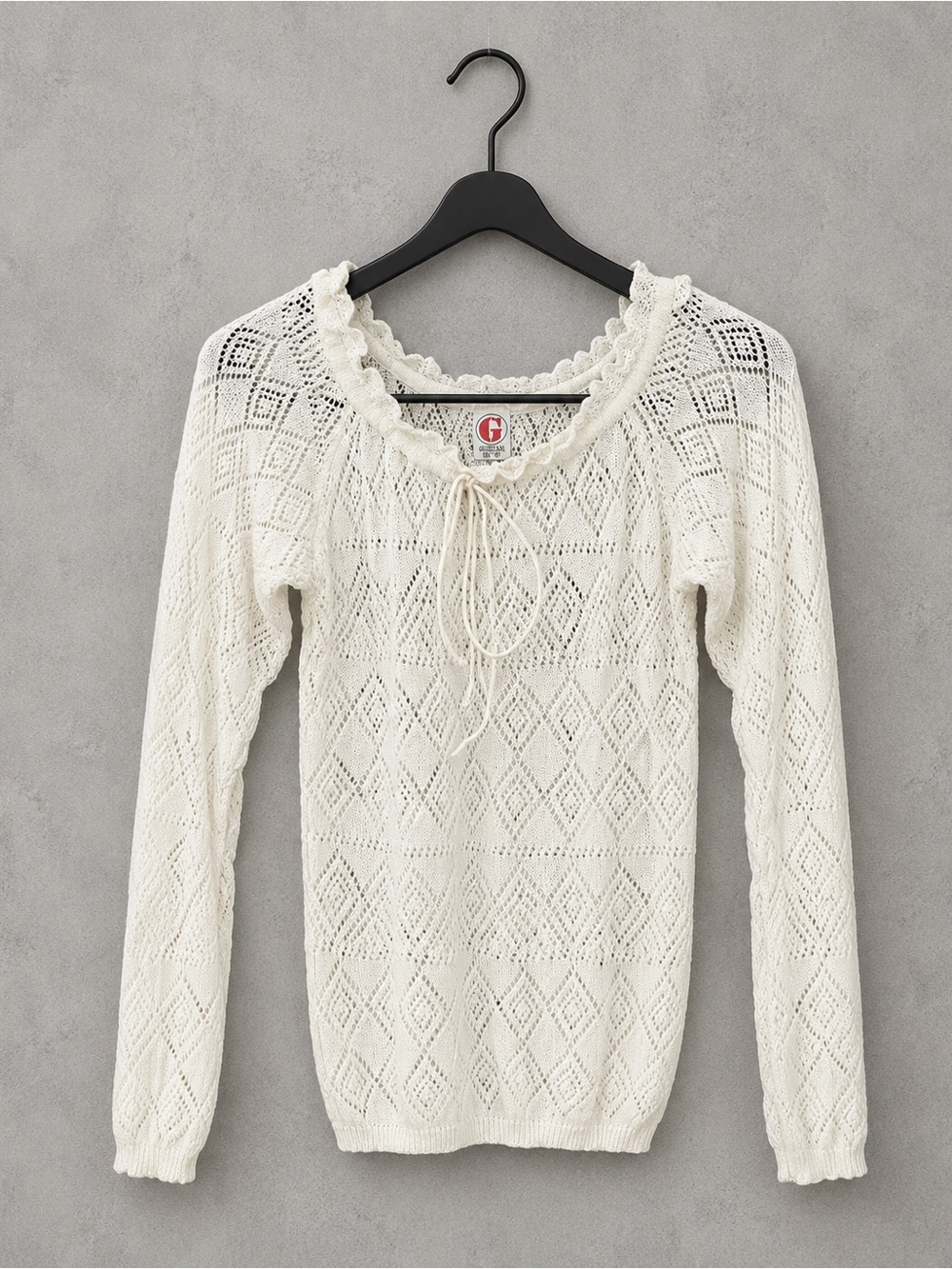 Crochet Lace-Trim Swim Coverup in Cream